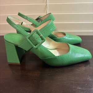 Alex Marie Green Block Ankle Strap Shoes(Size 6.5)